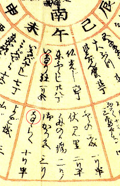 京都名所方角の図,午の方角