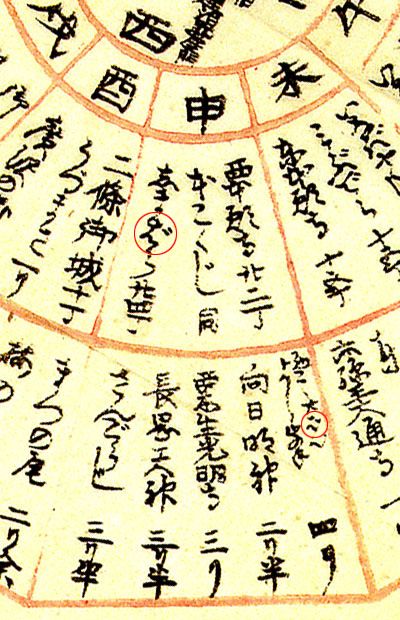 京都名所方角の図,申の方角